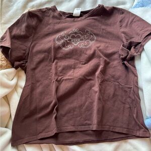 PINK Victoria's Secret Chocolate Tee with Sparkle Details